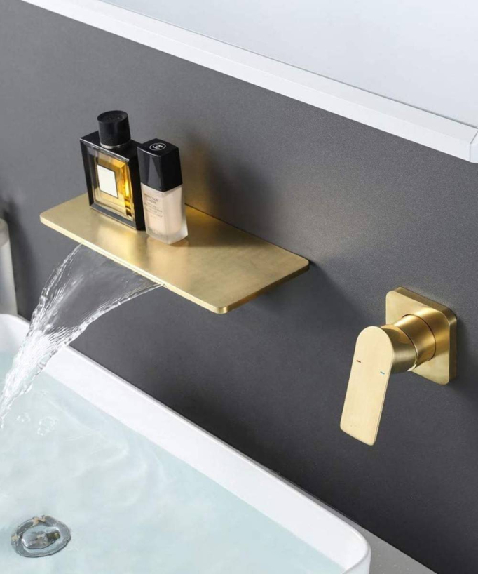 Miscelatore lavabo a parete design a cascata