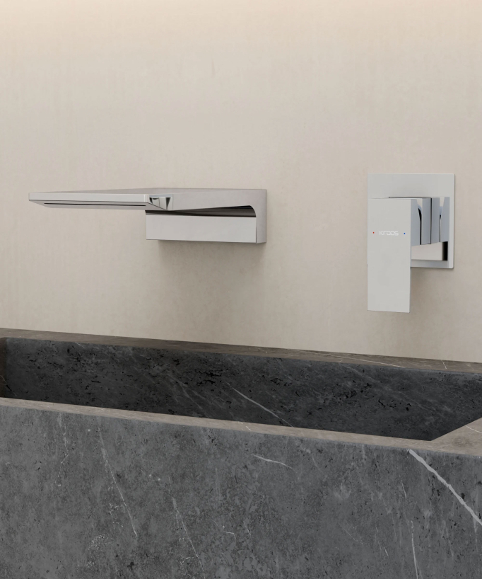 Miscelatore lavabo a parete a cascata cromato - Thilia
