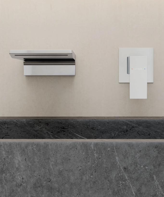 Miscelatore lavabo a parete a cascata cromato - Thilia