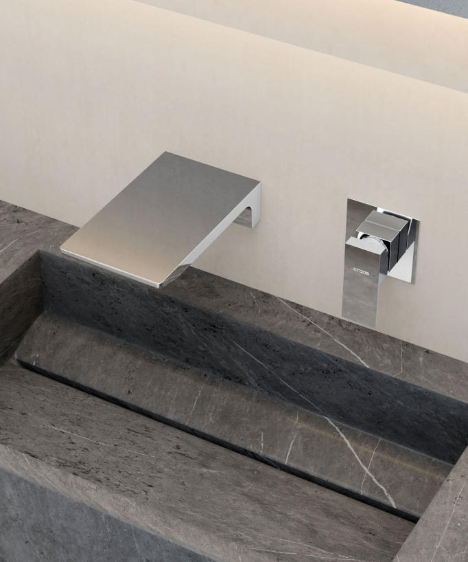 Miscelatore lavabo a parete a cascata cromato - Thilia