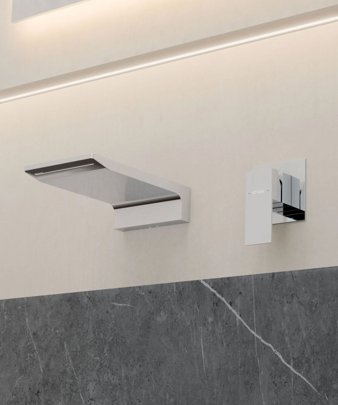 Miscelatore lavabo a parete a cascata cromato - Thilia