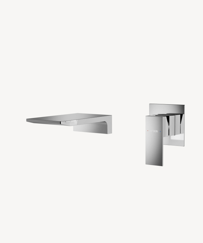 Miscelatore lavabo a parete a cascata cromato - Thilia