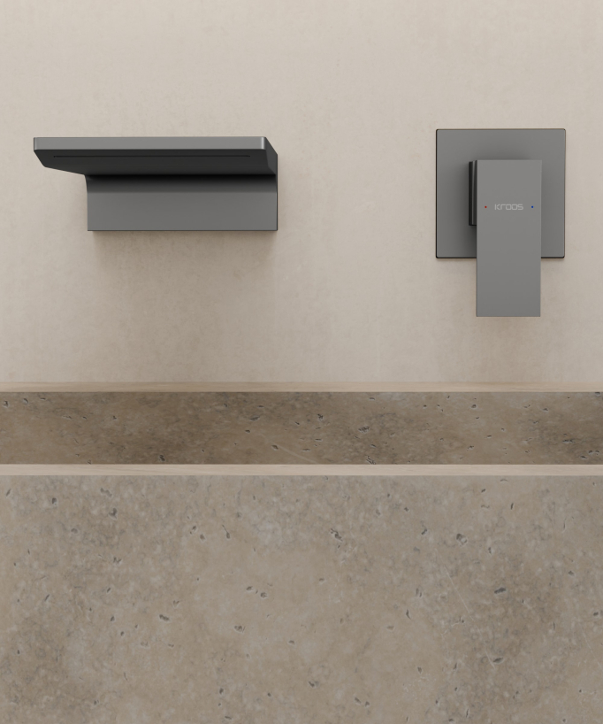Miscelatore lavabo a parete a cascata Gunmetal - Thilia