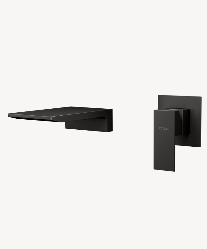 Miscelatore lavabo a parete a cascata Gunmetal - Thilia