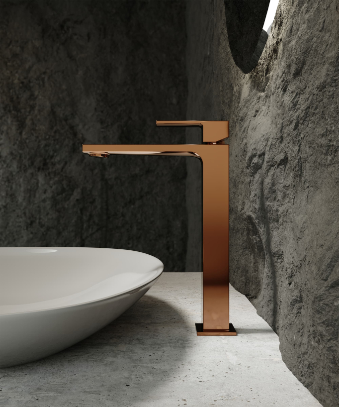 Miscelatore lavabo rialzato oro rosa - Sirius