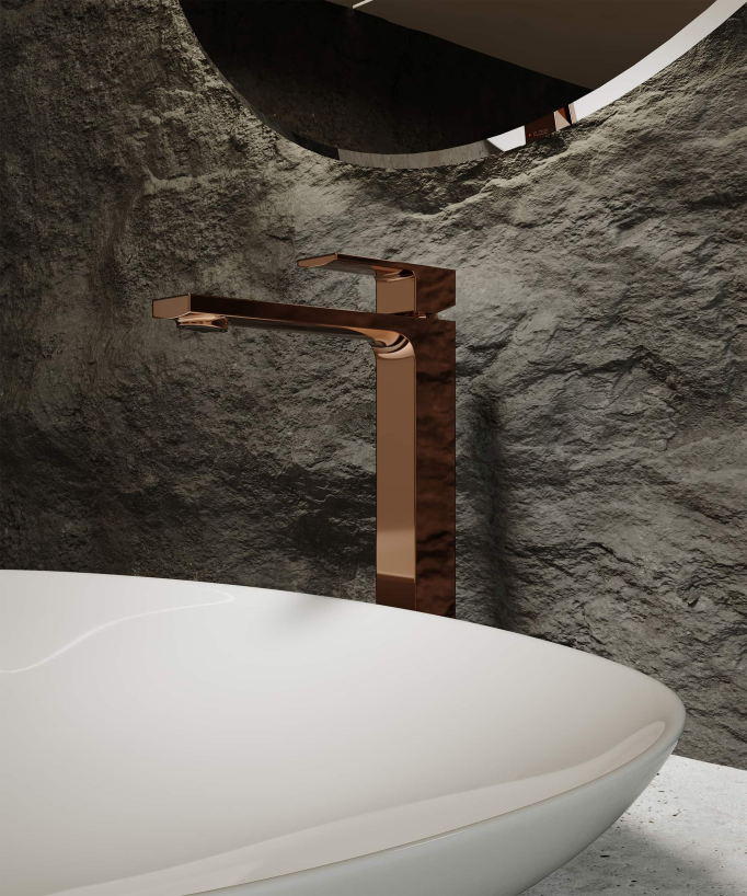 Miscelatore lavabo rialzato oro rosa - Sirius