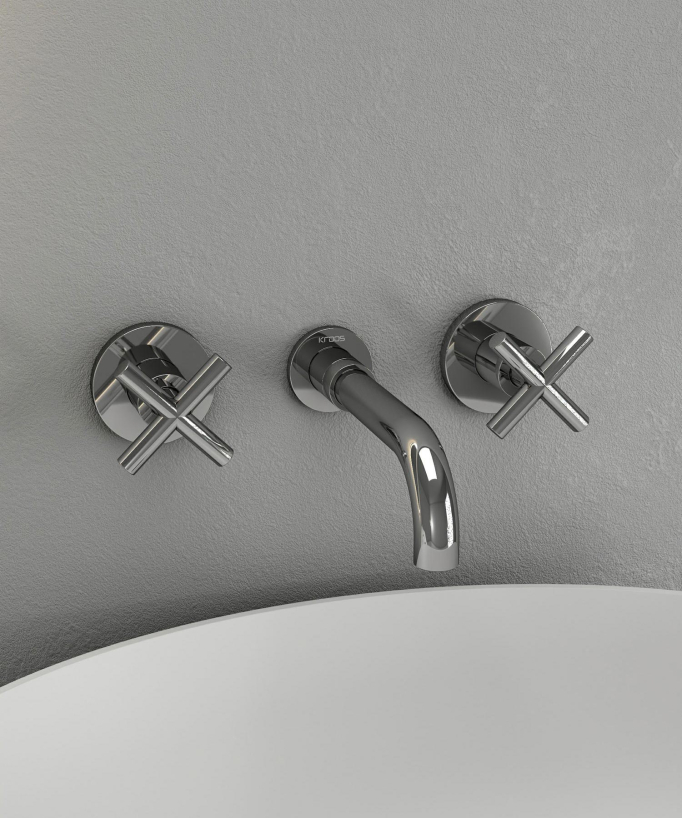 Rubinetto lavabo a parete cromato - Corbeau