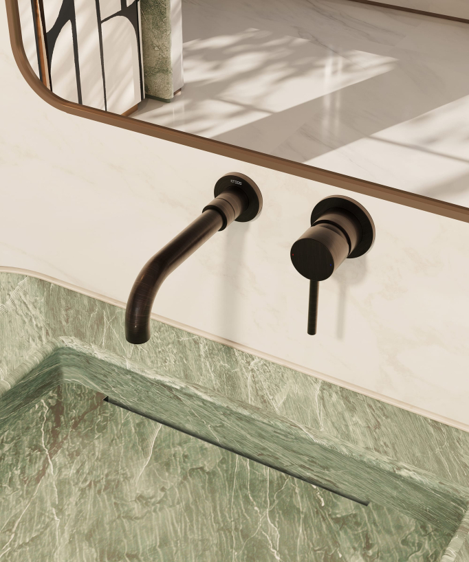 Miscelatore lavabo a parete moka spazzolato - Corbeau