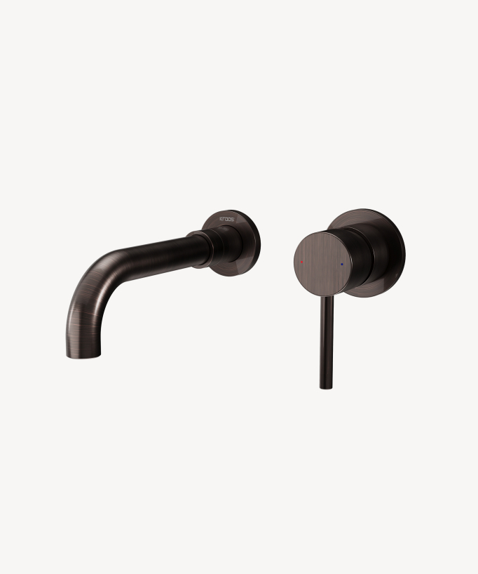 Miscelatore lavabo a parete moka spazzolato - Corbeau