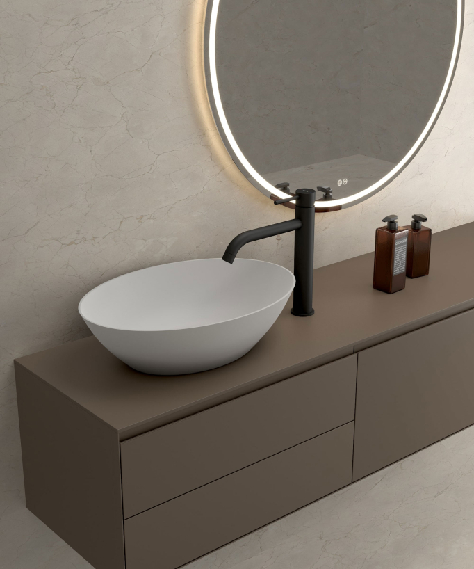 Miscelatore lavabo con bocca lunga nero - Corbeau