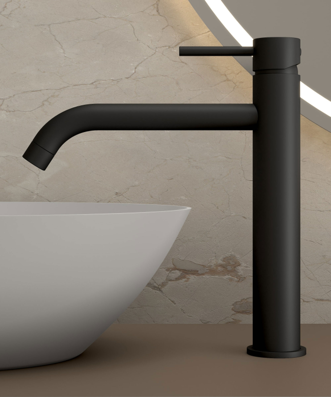 Miscelatore lavabo con bocca lunga nero - Corbeau - small