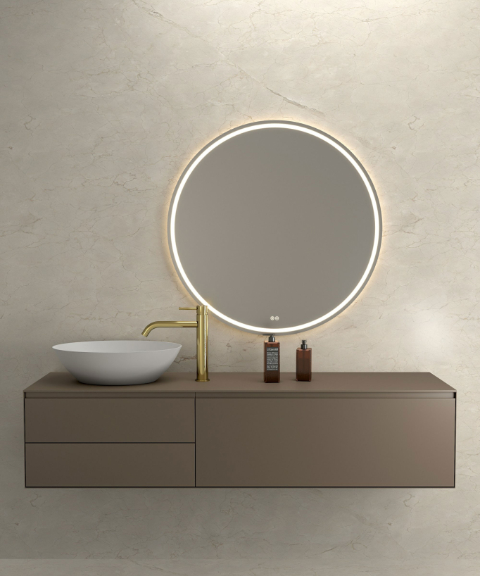 Miscelatore lavabo con bocca lunga dorato - Corbeau