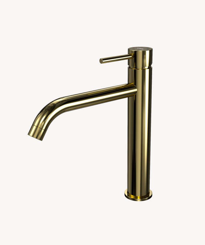 Miscelatore lavabo con bocca lunga dorato - Corbeau - small