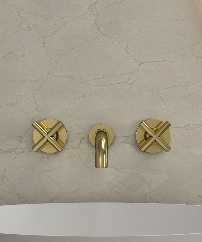 Rubinetto lavabo a parete dorato - Corbeau