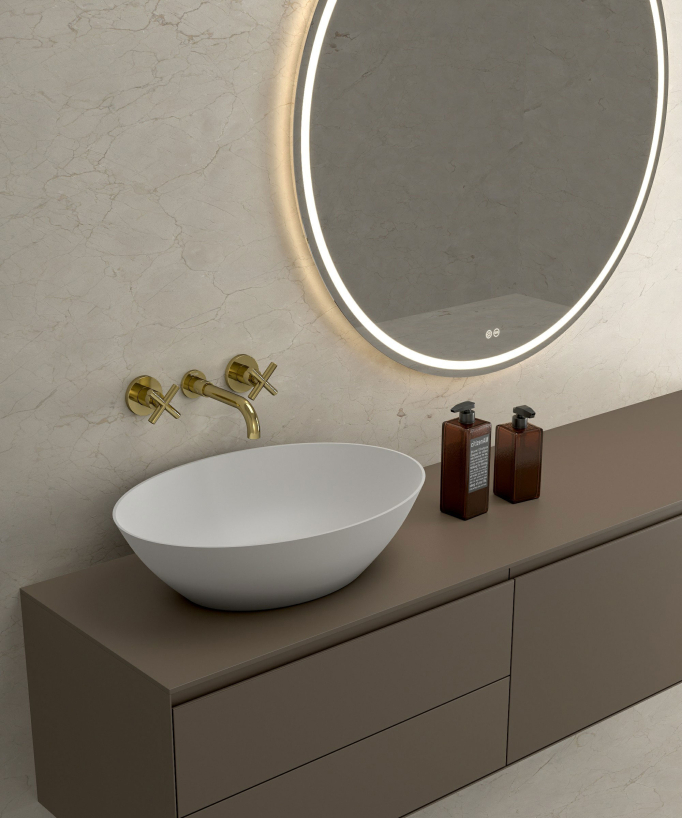 Rubinetto lavabo a parete dorato - Corbeau