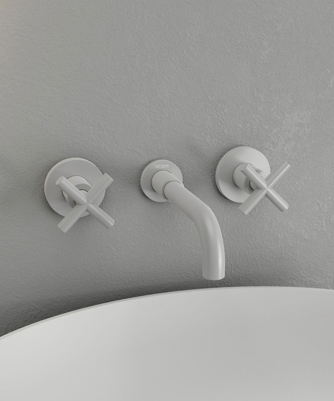 Rubinetto lavabo a parete bianco - Corbeau - small