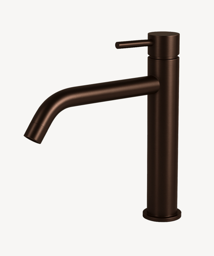 Miscelatore lavabo con bocca lunga moka spazzolato - Corbeau
