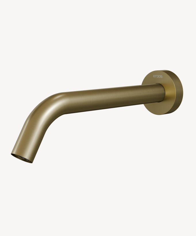 Rubinetto lavabo automatico a parete acqua fredda oro spazzolato - Pula