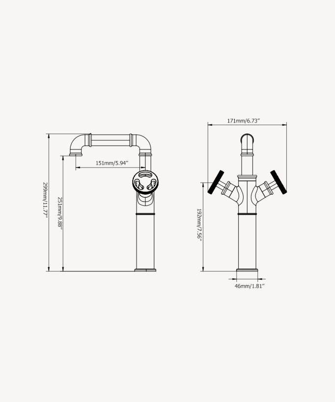 Rubinetto lavabo stile industriale nero - Gemma