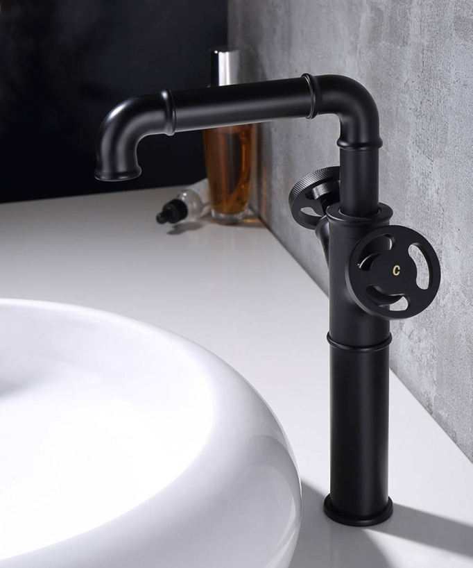 Rubinetto lavabo stile industriale nero - Gemma