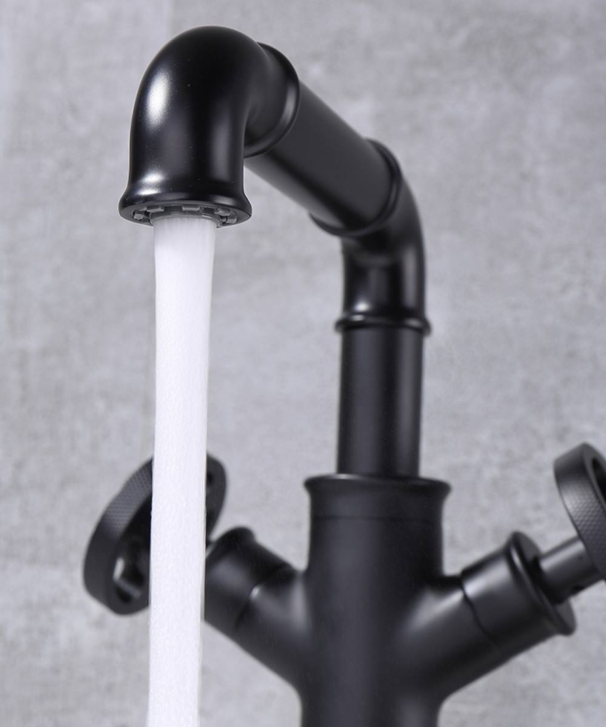 Rubinetto lavabo stile industriale nero - Gemma