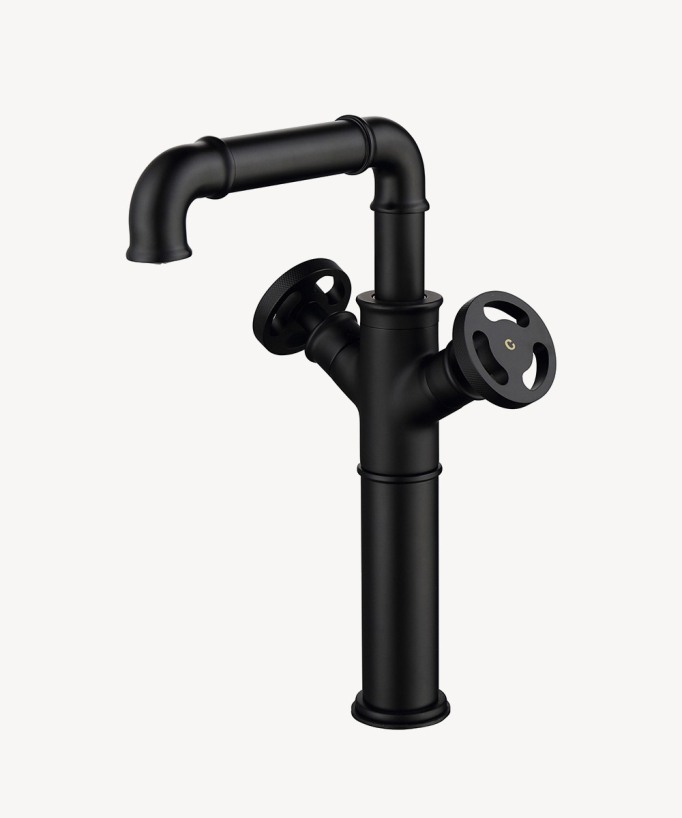 Rubinetto lavabo stile industriale nero - Gemma - small
