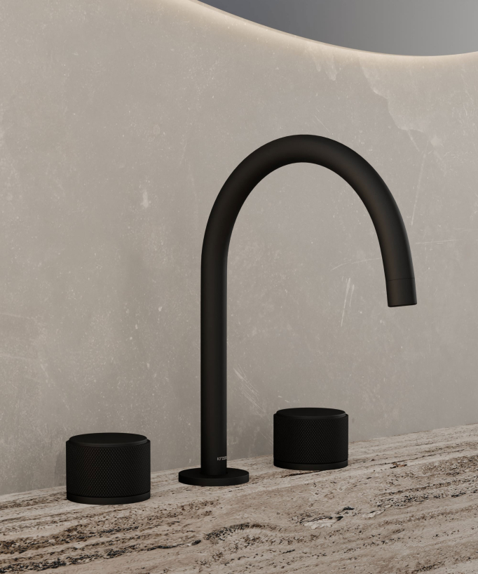 Rubinetto lavabo a ponte nero - Leros - small
