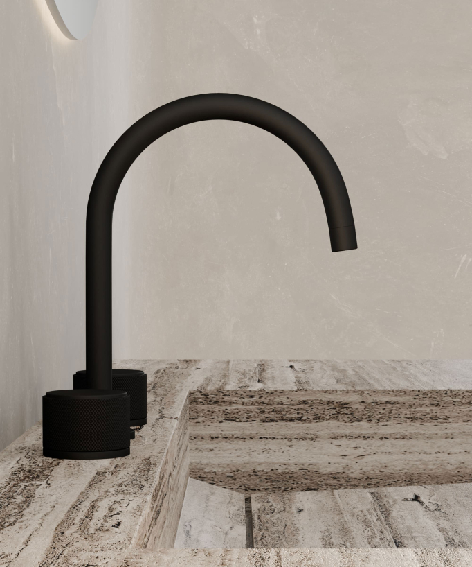 Rubinetto lavabo a ponte nero - Leros