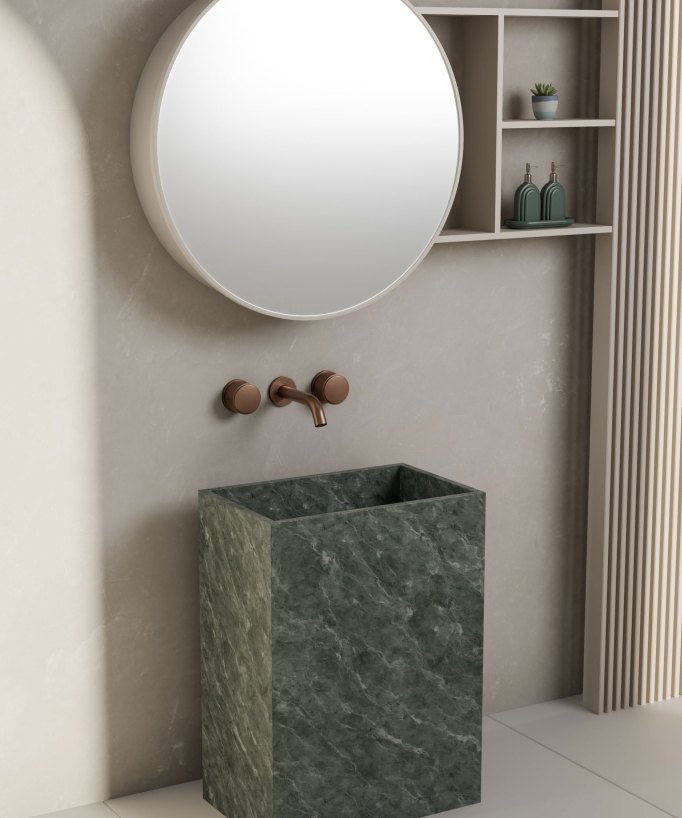 Rubinetto lavabo a parete oro rosa spazzolato - Leros