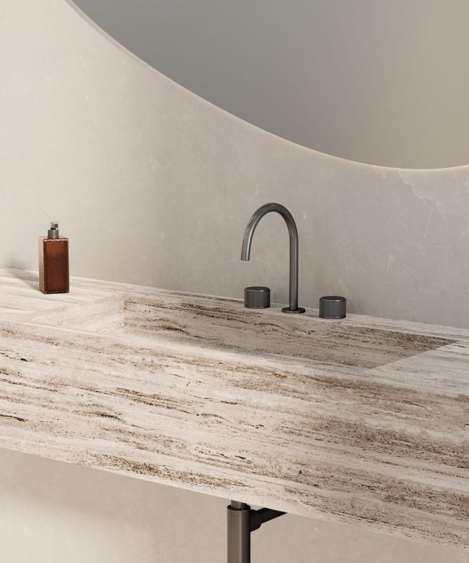 Rubinetto miscelatore lavabo da appoggio Gun metal - Leros