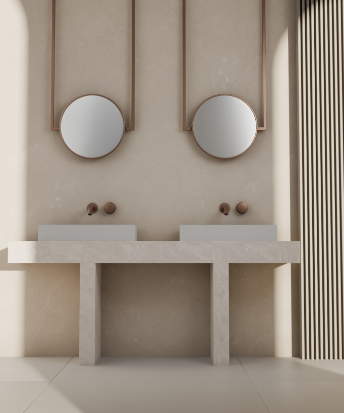 Miscelatore lavabo incasso senza regolazione flusso Oro rosa spazzolato - Leros