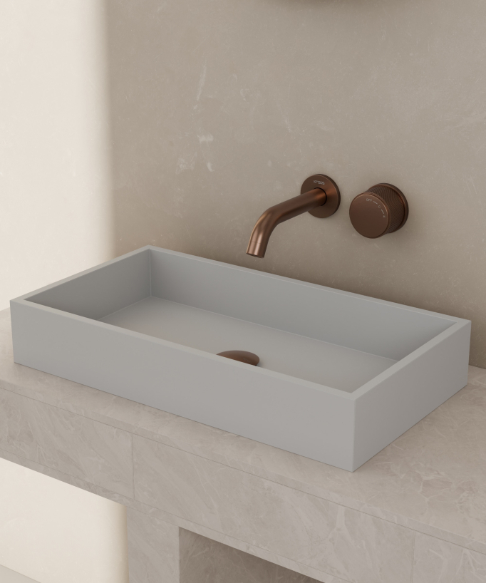Miscelatore lavabo incasso senza regolazione flusso Oro rosa spazzolato - Leros