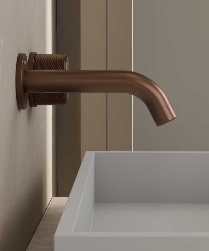 Miscelatore lavabo incasso senza regolazione flusso Oro rosa spazzolato - Leros