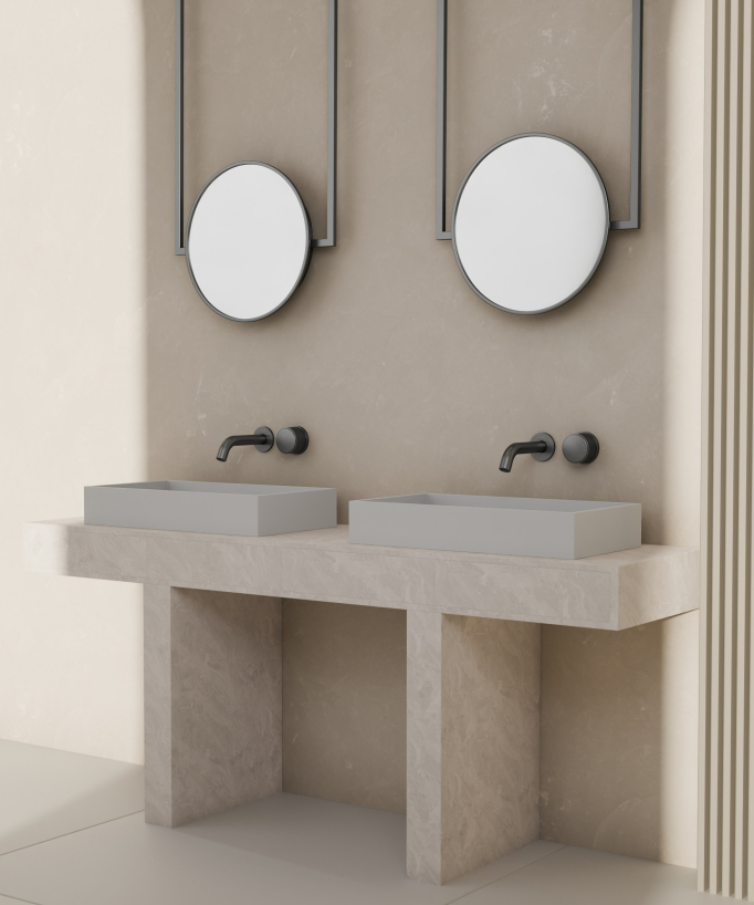 Miscelatore lavabo incasso senza regolazione flusso Gun metal - Leros