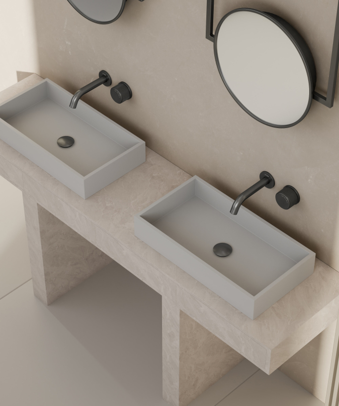Miscelatore lavabo incasso senza regolazione flusso Gun metal - Leros