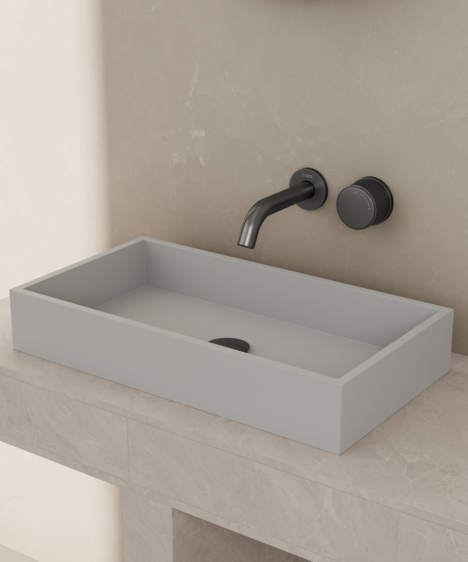 Miscelatore lavabo incasso senza regolazione flusso Gun metal - Leros