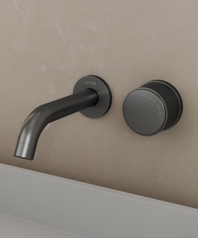 Miscelatore lavabo incasso senza regolazione flusso Gun metal - Leros