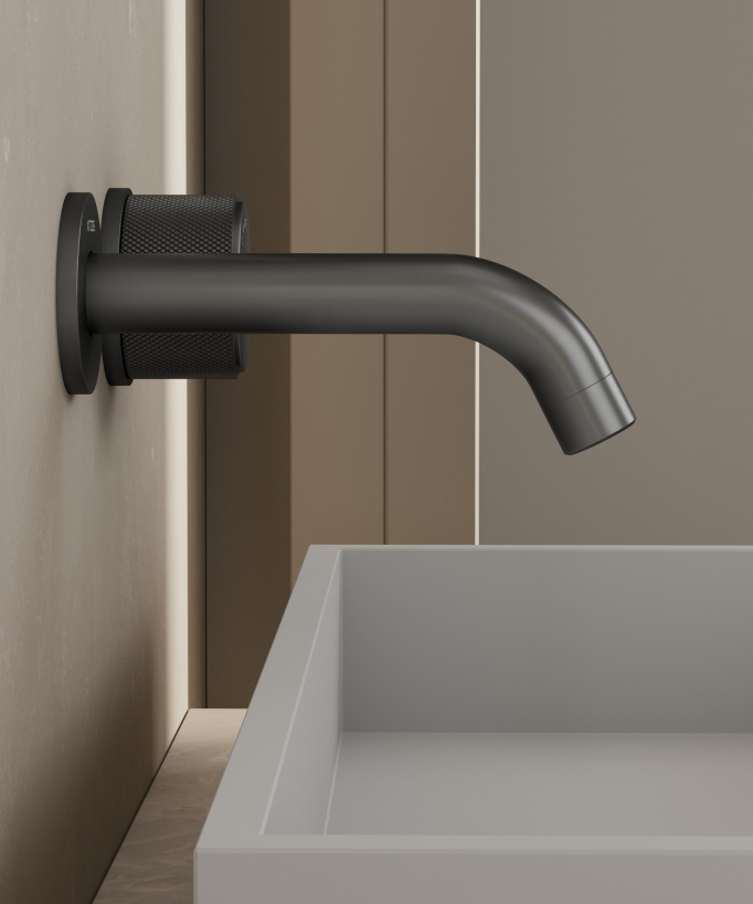Miscelatore lavabo incasso senza regolazione flusso Gun metal - Leros