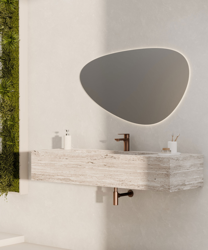 Miscelatore lavabo da appoggio oro rosa spazzolato - Nunki