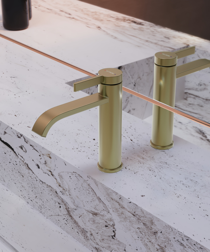 Miscelatore per lavabo Oro spazzolato - Fiumina