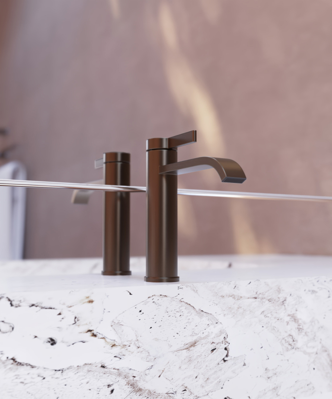 Miscelatore per lavabo Oro rosa spazzolato - Fiumina