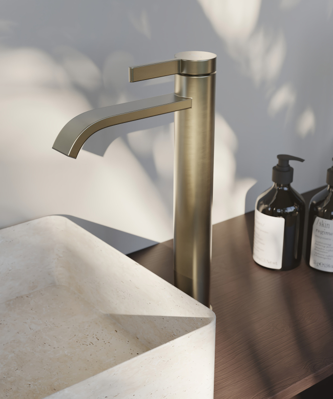 Miscelatore per lavabo alto Oro spazzolato - Fiumina