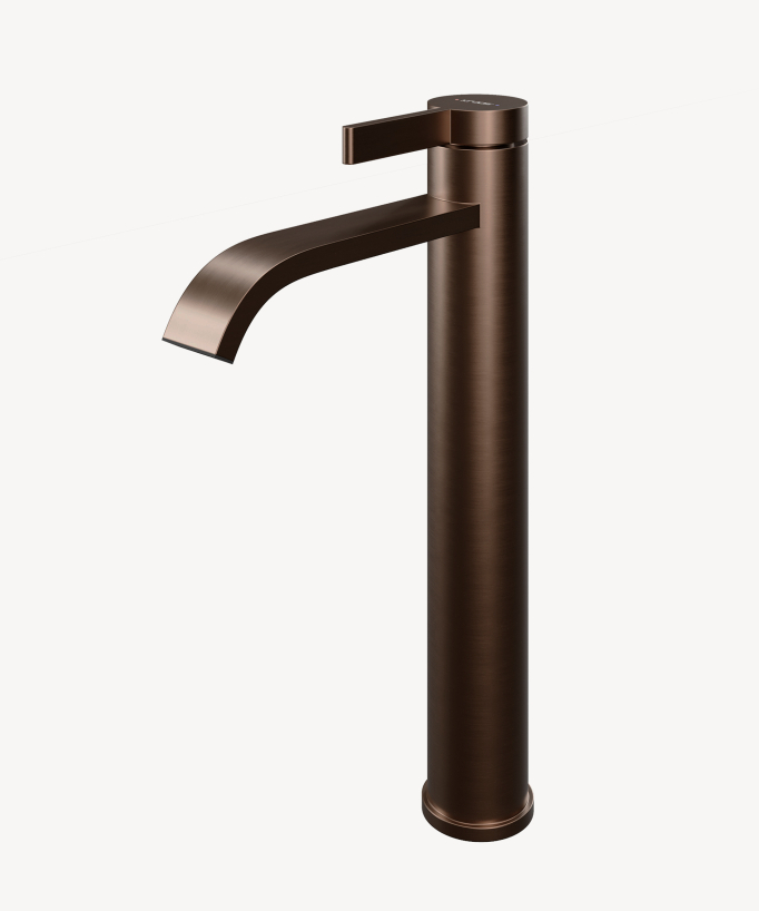 Miscelatore per lavabo alto Oro rosa spazzolato - Fiumina