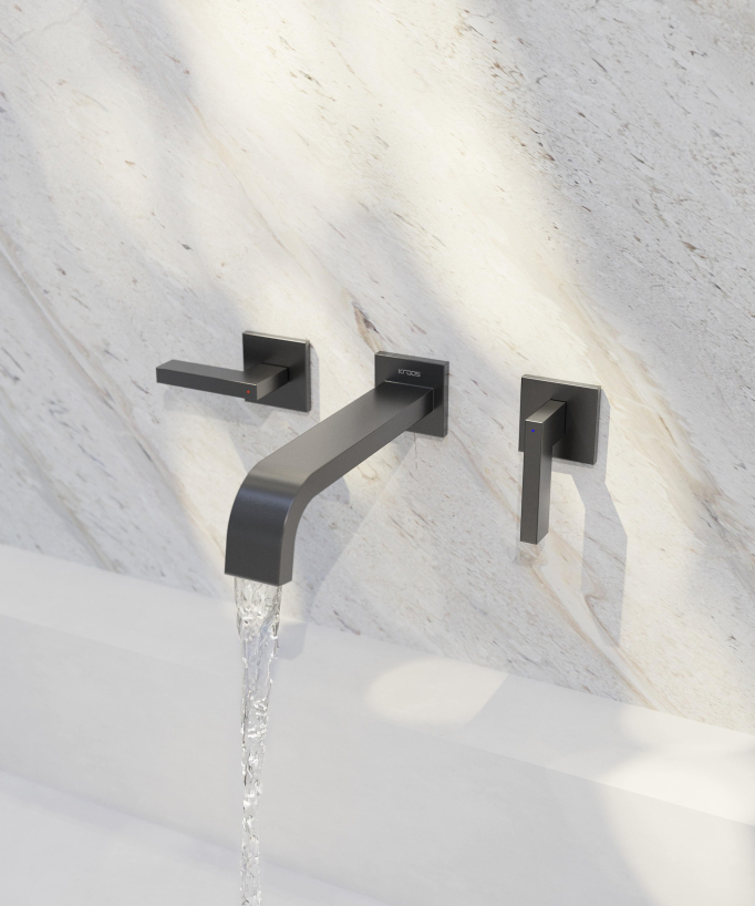 Rubinetto lavabo a parete Gun metal - Fiumina