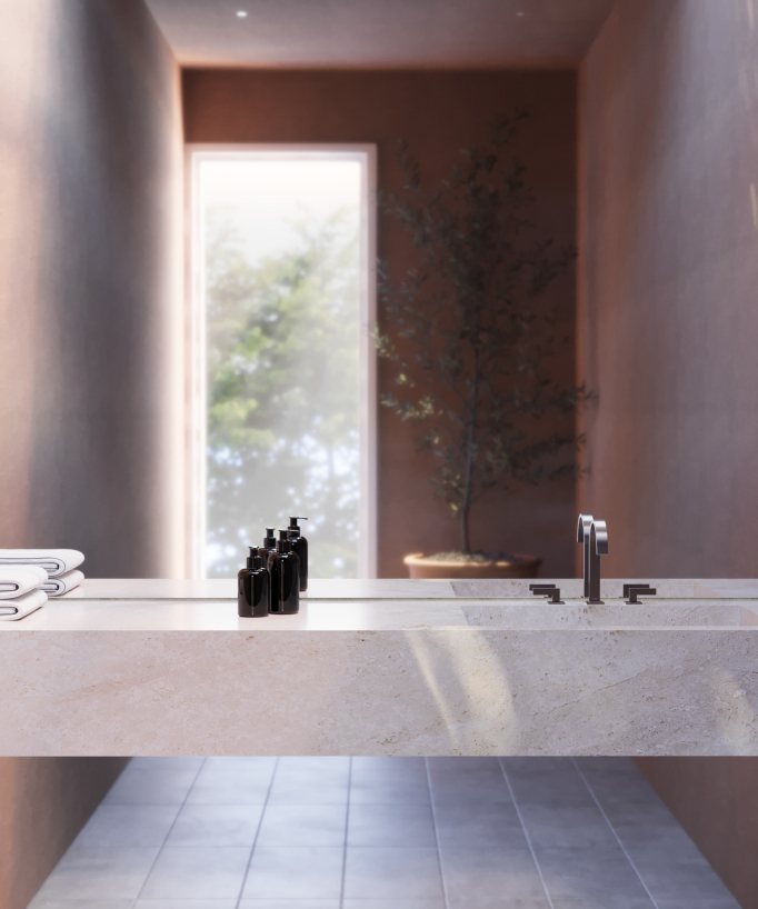 Rubinetto lavabo 3 fori Oro rosa spazzolato - Fiumina