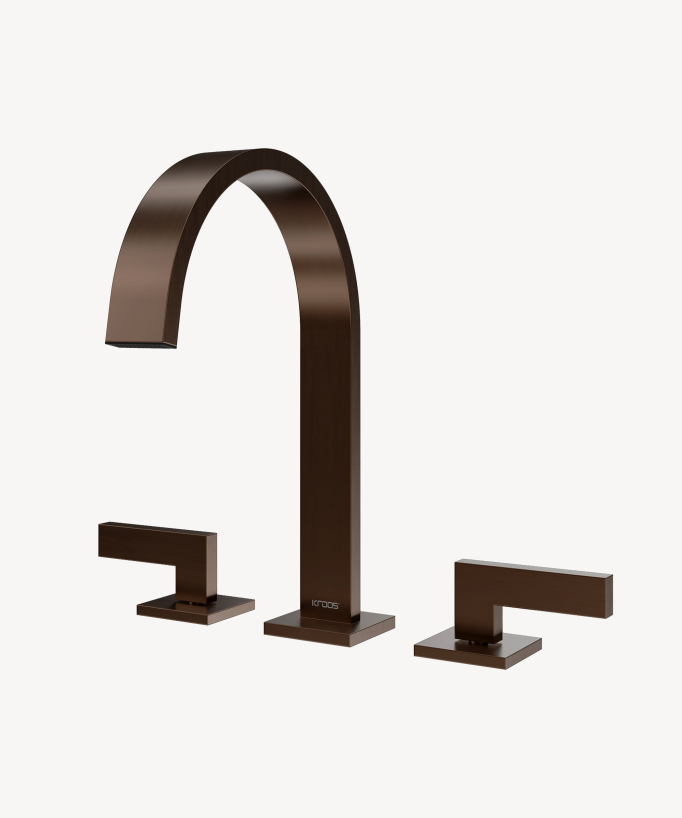 Rubinetto lavabo 3 fori Oro rosa spazzolato - Fiumina