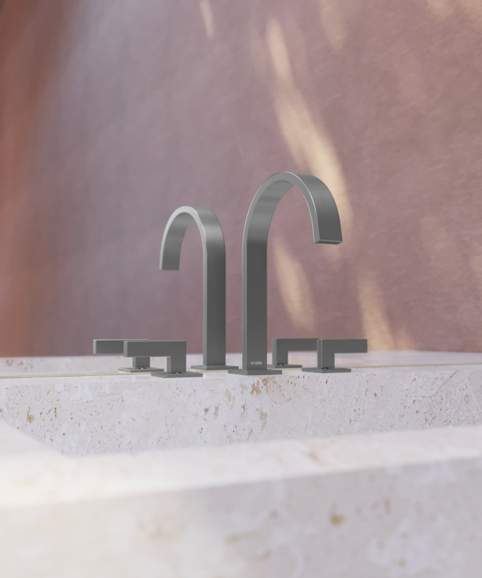 Rubinetto lavabo 3 fori Gun metal - Fiumina
