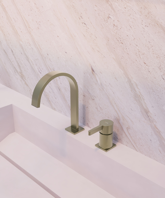 Miscelatore lavabo 2 fori Dorato spazzolato - Fiumina