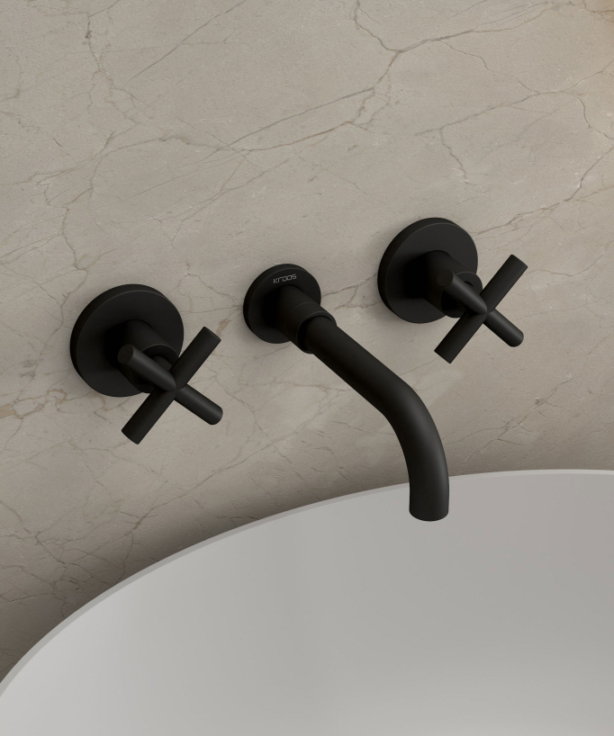 Rubinetto lavabo a parete nero - Corbeau