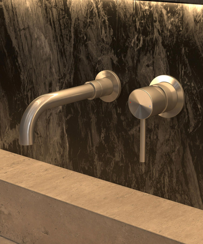 Miscelatore lavabo a parete nichel spazzolato - Corbeau